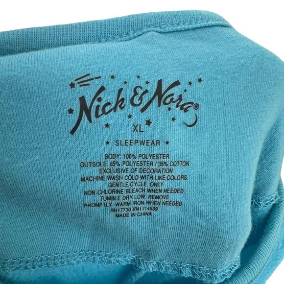 NICK & NORA Blue Fleece Shark One Piece Sleepwear Footed Pajamas Adult Xlarge - Picture 3 of 6